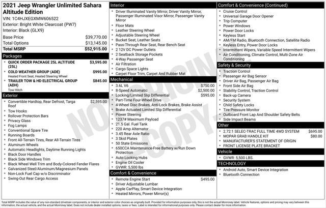 used 2021 Jeep Wrangler Unlimited car, priced at $37,677