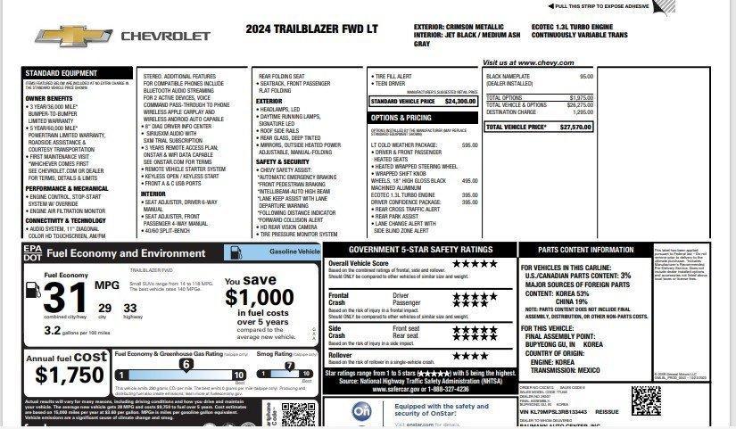 new 2024 Chevrolet TrailBlazer car, priced at $27,399