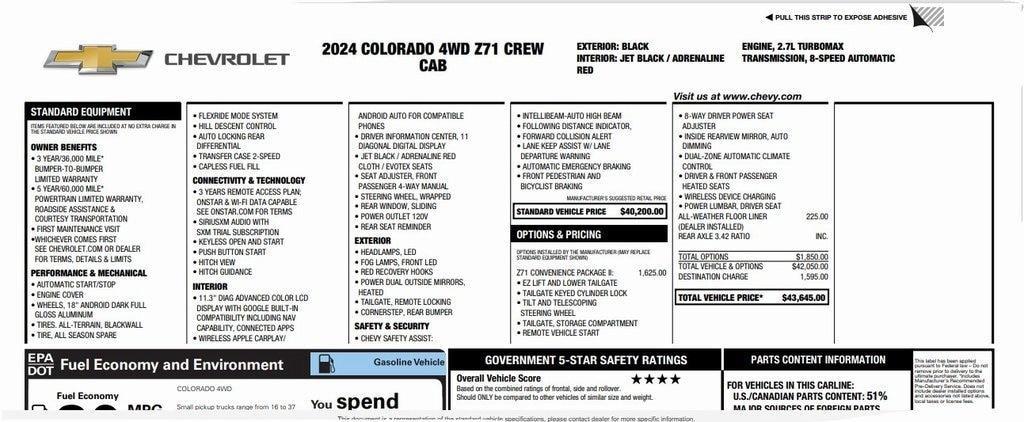 used 2024 Chevrolet Colorado car, priced at $41,740