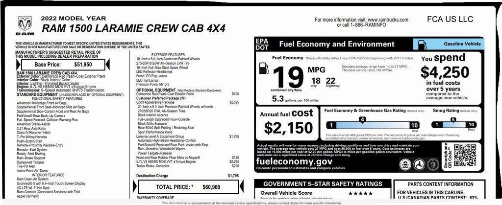 used 2022 Ram 1500 car, priced at $39,900