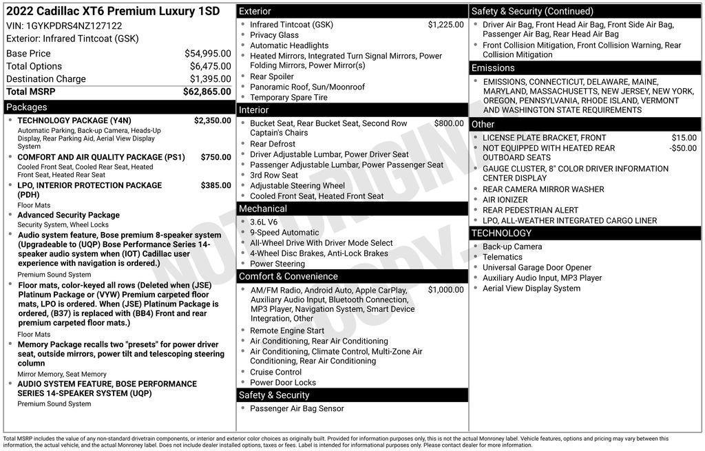 used 2022 Cadillac XT6 car, priced at $34,995