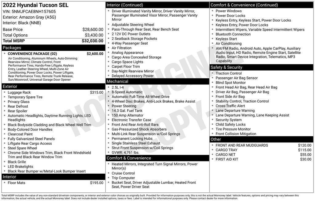 used 2022 Hyundai Tucson car, priced at $18,995
