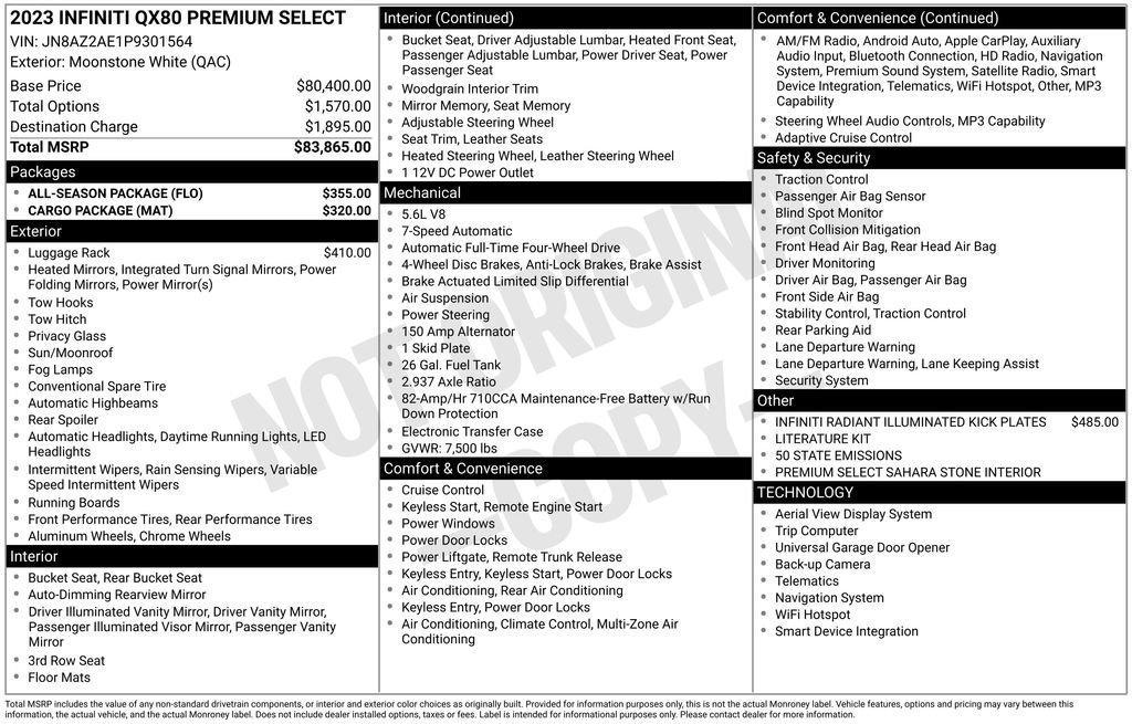 used 2023 INFINITI QX80 car, priced at $51,995