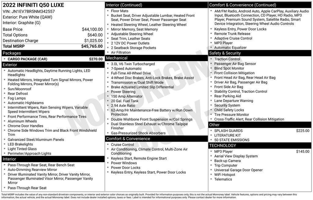 used 2022 INFINITI Q50 car, priced at $30,995