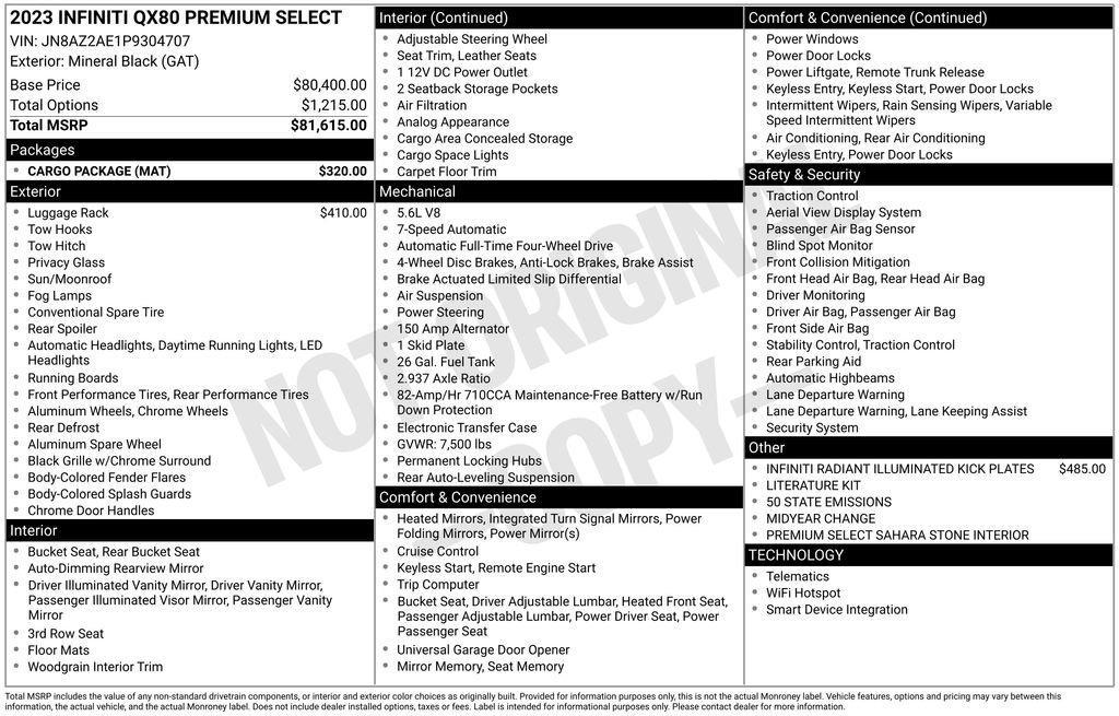 used 2023 INFINITI QX80 car, priced at $52,995