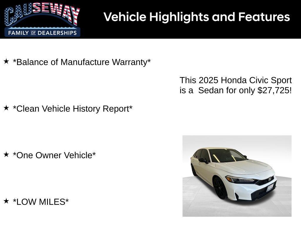 used 2025 Honda Civic car, priced at $27,725