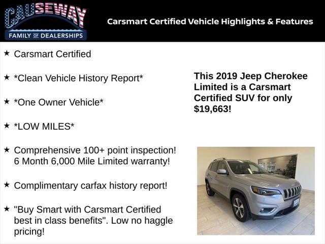 used 2019 Jeep Cherokee car, priced at $19,663