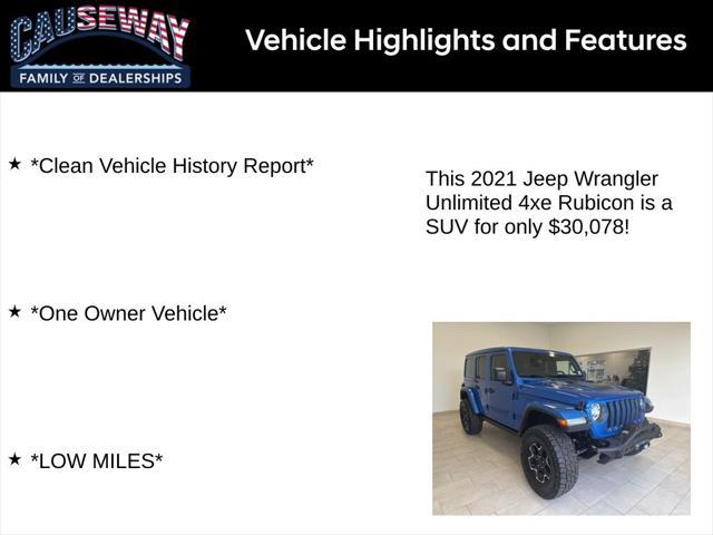 used 2021 Jeep Wrangler Unlimited 4xe car, priced at $30,078