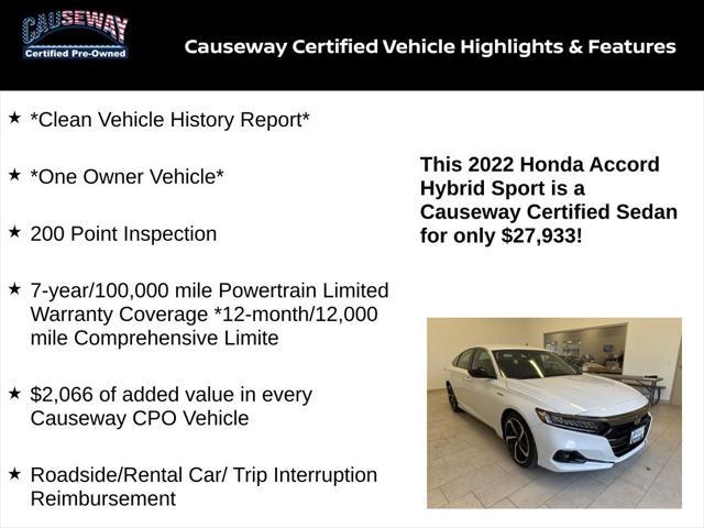 used 2022 Honda Accord Hybrid car, priced at $27,933