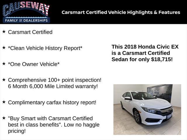 used 2018 Honda Civic car, priced at $18,715