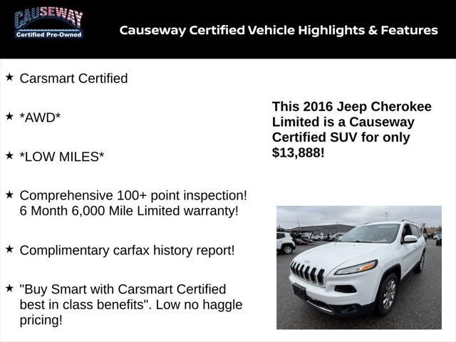 used 2016 Jeep Cherokee car, priced at $13,888