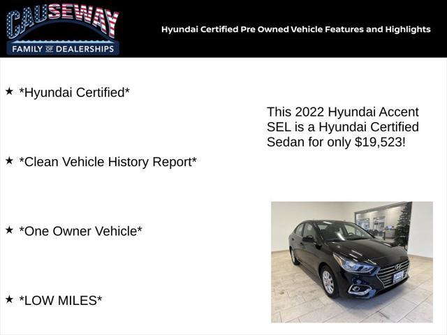 used 2022 Hyundai Accent car, priced at $19,523