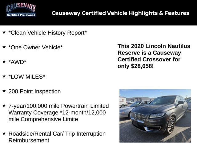 used 2020 Lincoln Nautilus car, priced at $28,658