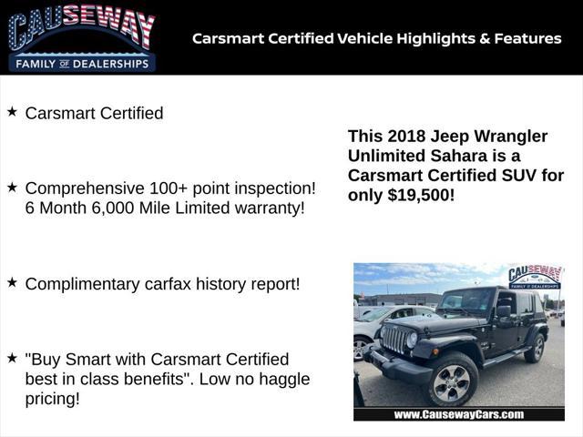 used 2018 Jeep Wrangler JK Unlimited car, priced at $19,500