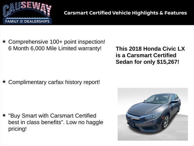 used 2018 Honda Civic car, priced at $15,267