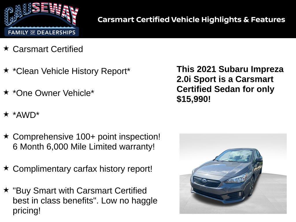 used 2021 Subaru Impreza car, priced at $15,990