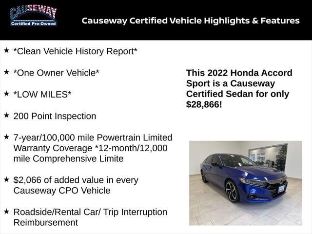 used 2022 Honda Accord car, priced at $28,866