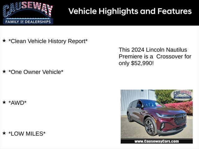 used 2024 Lincoln Nautilus car, priced at $52,990