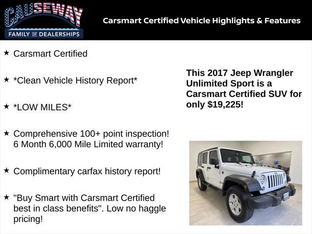 used 2017 Jeep Wrangler Unlimited car, priced at $19,225