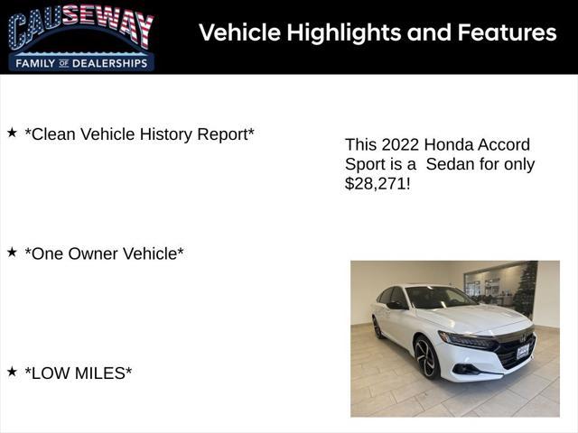 used 2022 Honda Accord car, priced at $28,271