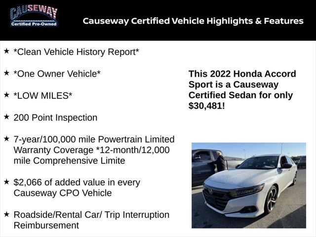 used 2022 Honda Accord car, priced at $30,481