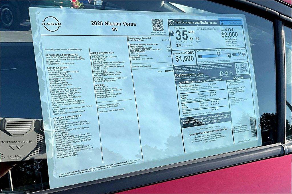 new 2025 Nissan Versa car, priced at $21,773