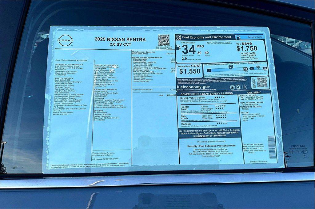 new 2025 Nissan Sentra car, priced at $23,055