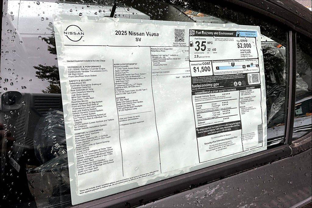 new 2025 Nissan Versa car, priced at $20,869