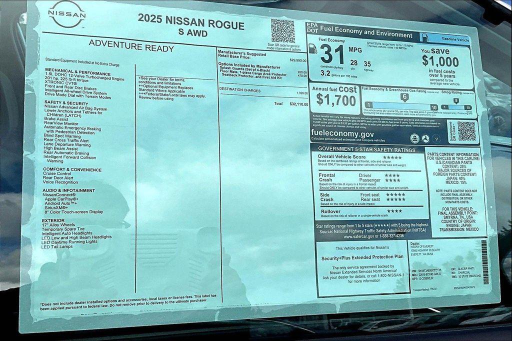 new 2025 Nissan Rogue car, priced at $24,302