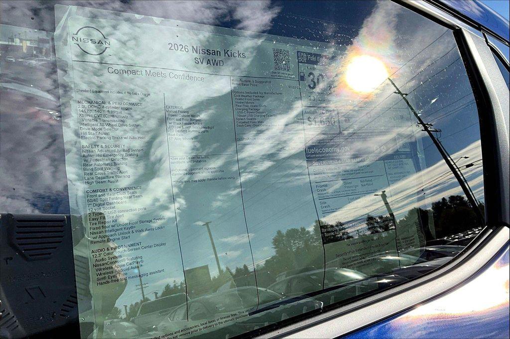 new 2026 Nissan Kicks car, priced at $26,510