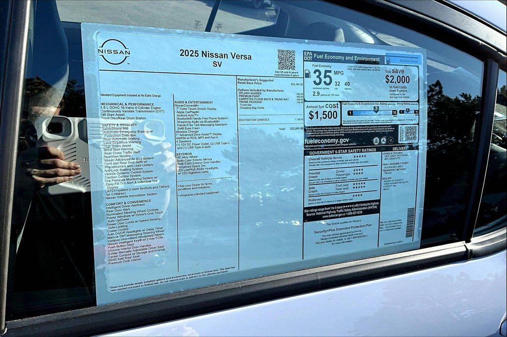 new 2025 Nissan Versa car, priced at $21,643