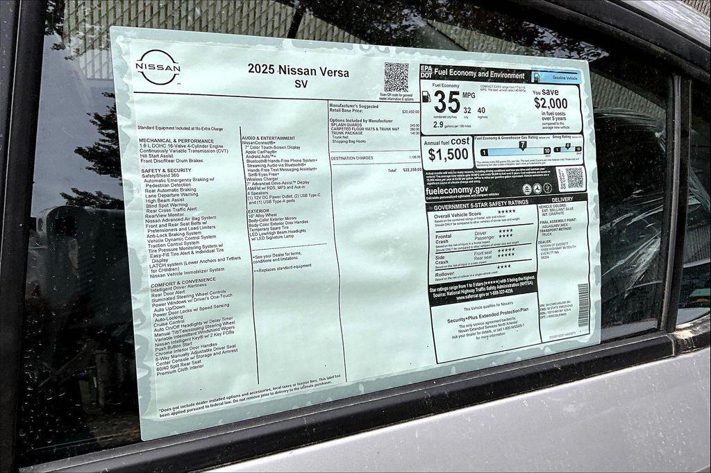 new 2025 Nissan Versa car, priced at $19,688