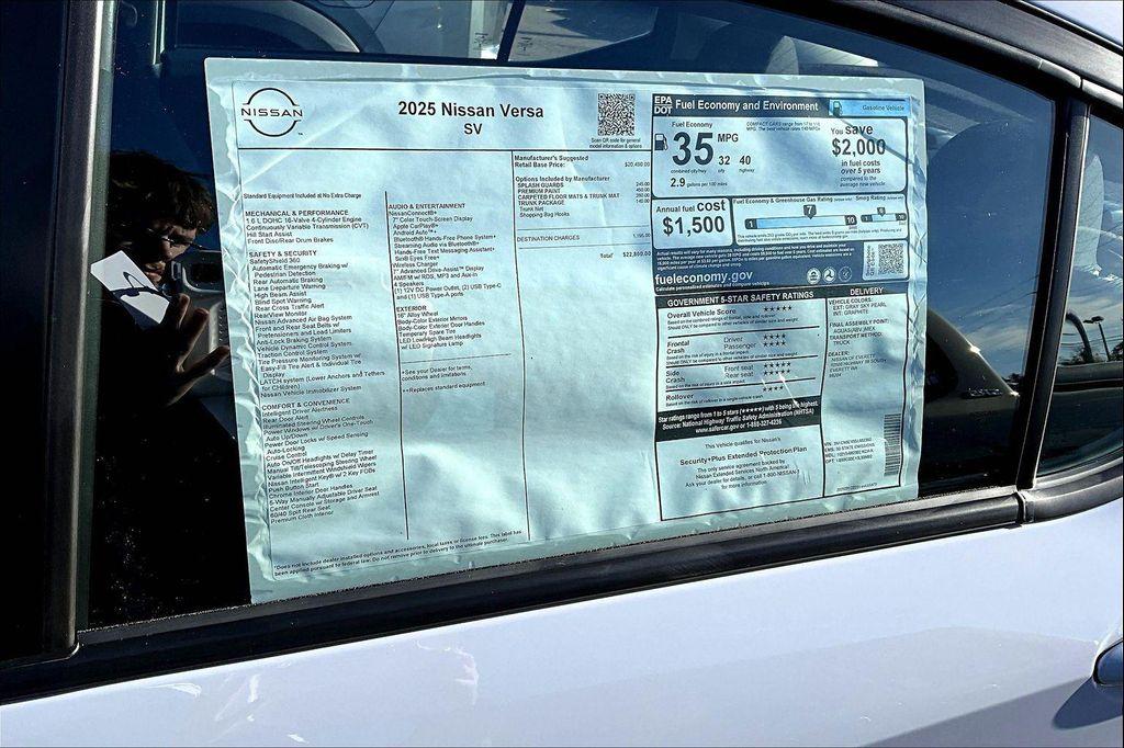 new 2025 Nissan Versa car, priced at $20,059