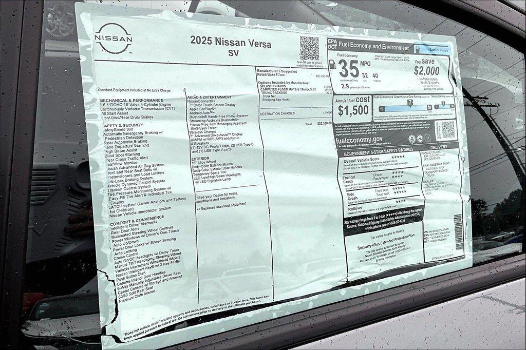 new 2025 Nissan Versa car, priced at $21,241
