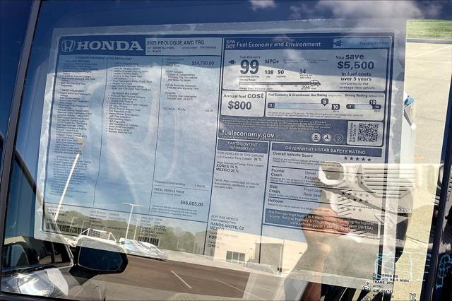 new 2025 Honda Prologue car, priced at $52,385