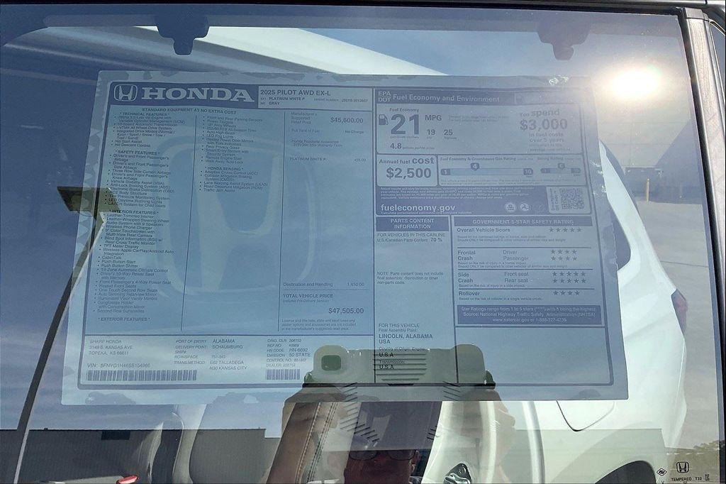 new 2025 Honda Pilot car, priced at $47,505