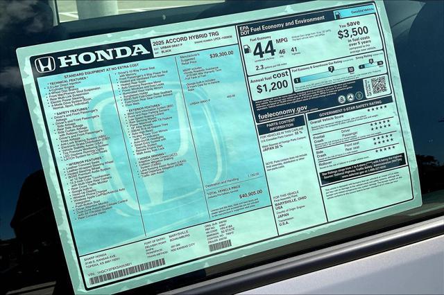 new 2025 Honda Accord Hybrid car, priced at $39,678