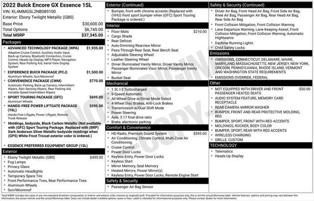 used 2022 Buick Encore GX car, priced at $22,742