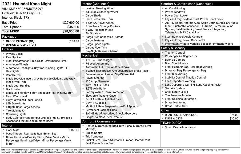 used 2021 Hyundai Kona car, priced at $18,997