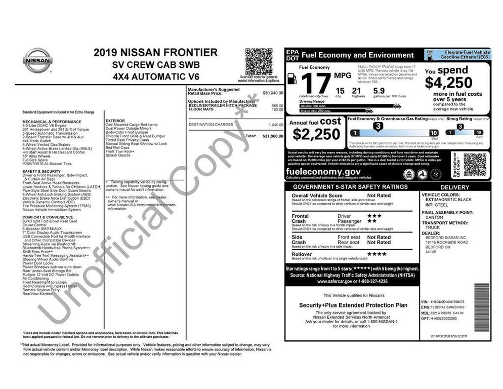 used 2019 Nissan Frontier car, priced at $19,597