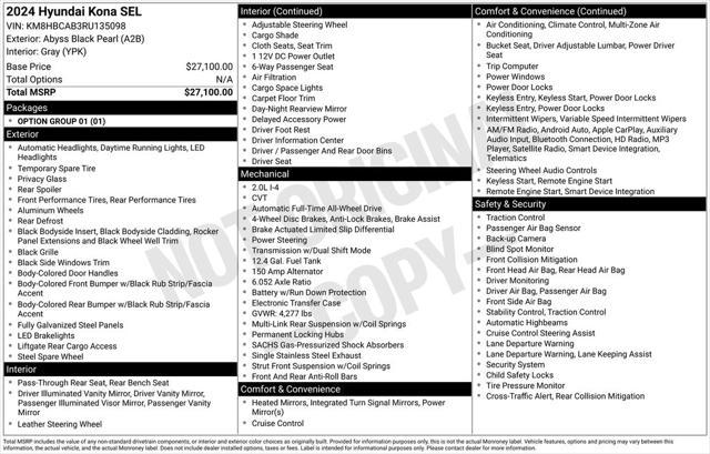 used 2024 Hyundai Kona car, priced at $21,330