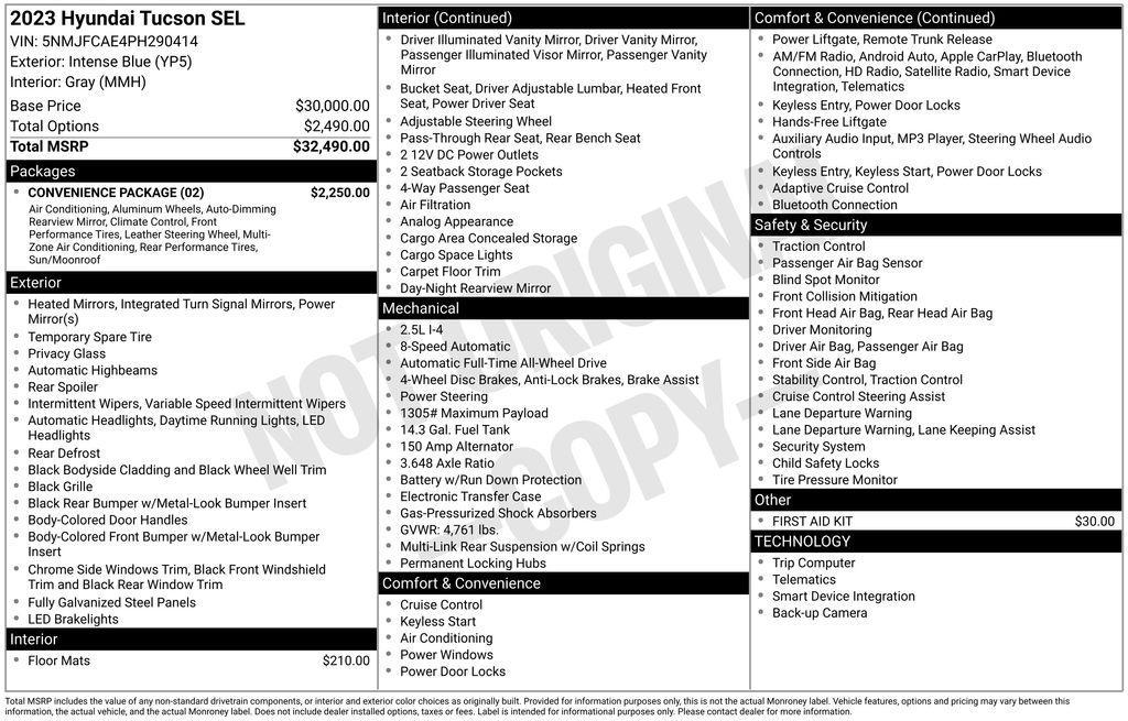 used 2023 Hyundai Tucson car, priced at $22,132