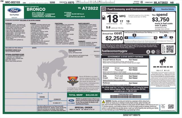 used 2021 Ford Bronco car, priced at $30,489