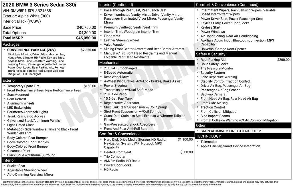 used 2020 BMW 330 car, priced at $18,896
