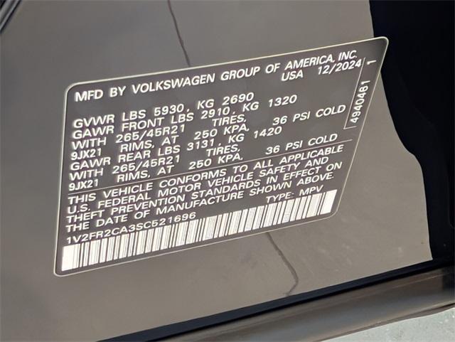 new 2025 Volkswagen Atlas car, priced at $46,488