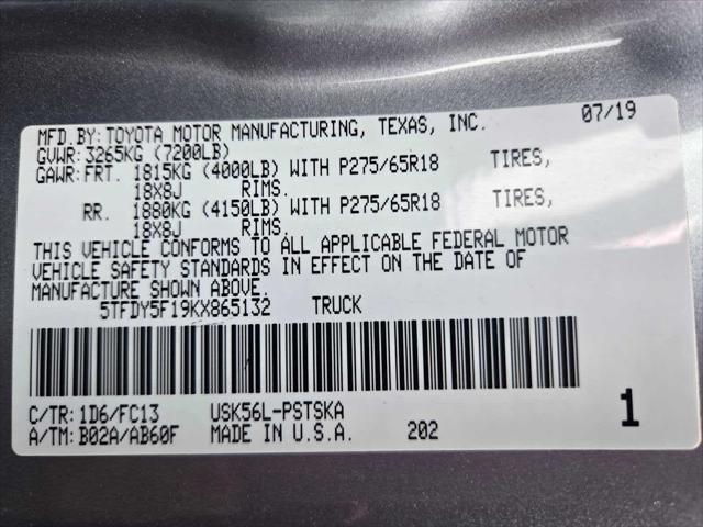 used 2019 Toyota Tundra car, priced at $40,200