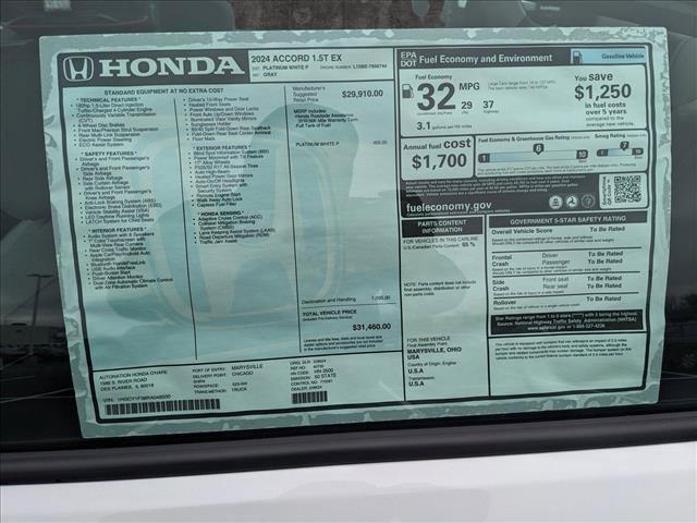 new 2024 Honda Accord car, priced at $29,886