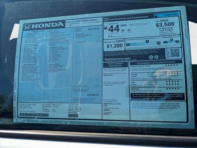 new 2025 Honda Accord Hybrid car, priced at $35,117