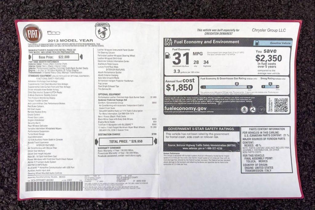 used 2013 FIAT 500 car, priced at $17,500