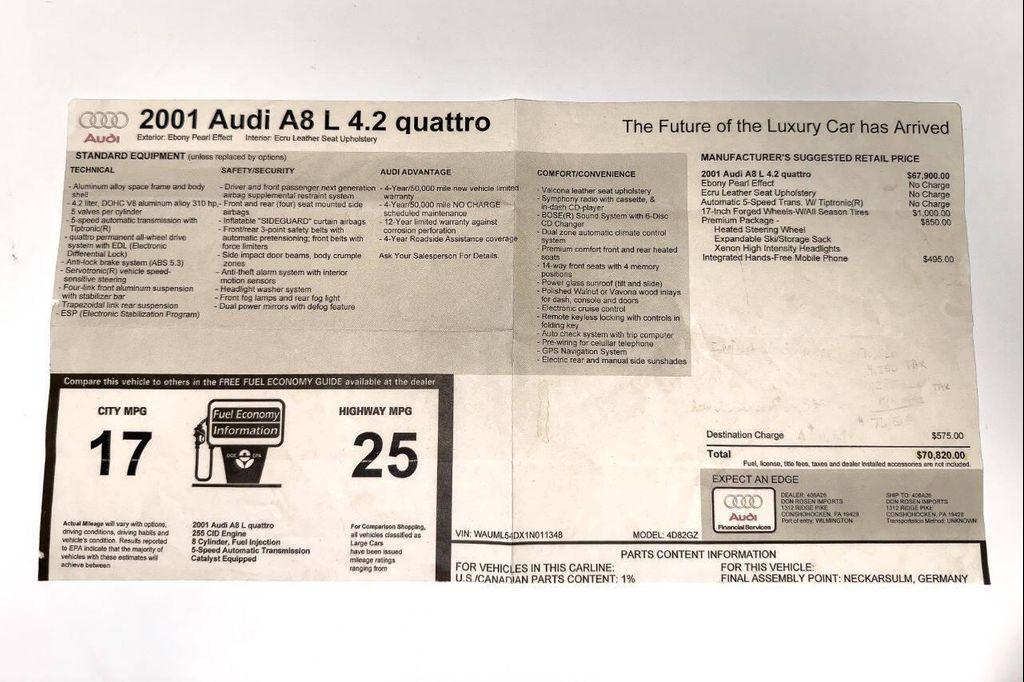 used 2001 Audi A8 car, priced at $19,990
